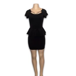 Black dress with ruffles and neckless
